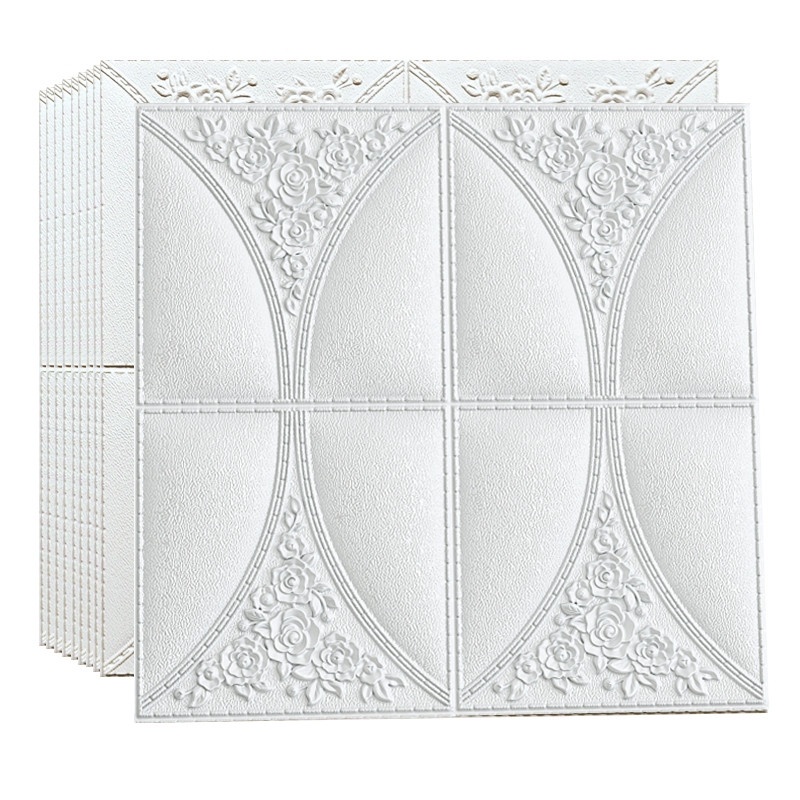 [COD] Wallpaper Dinding Stiker Wallfoam 3D Sticker Dekorasi Kamar Rumah Murah [Seri L] Bunga-PUTIH