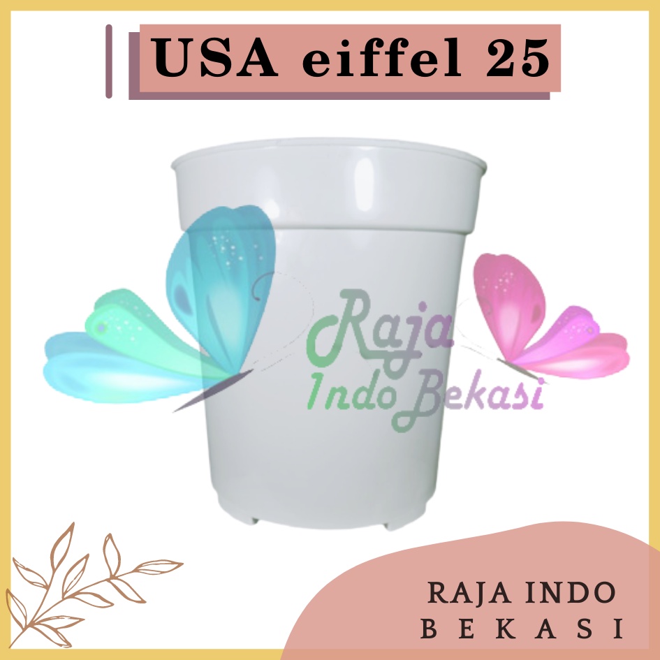 Pot Usa Eiffel 25 Putih Hitam - Pot Bunga Tinggi Putih Pot Tanaman Aglonema Keladi Bukan Pot Tawon