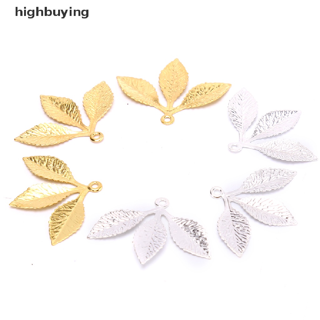Hbid 50Pcs / set Konektor Bentuk Daun Vintage Bahan Metal Untuk Membuat Perhiasan DIY