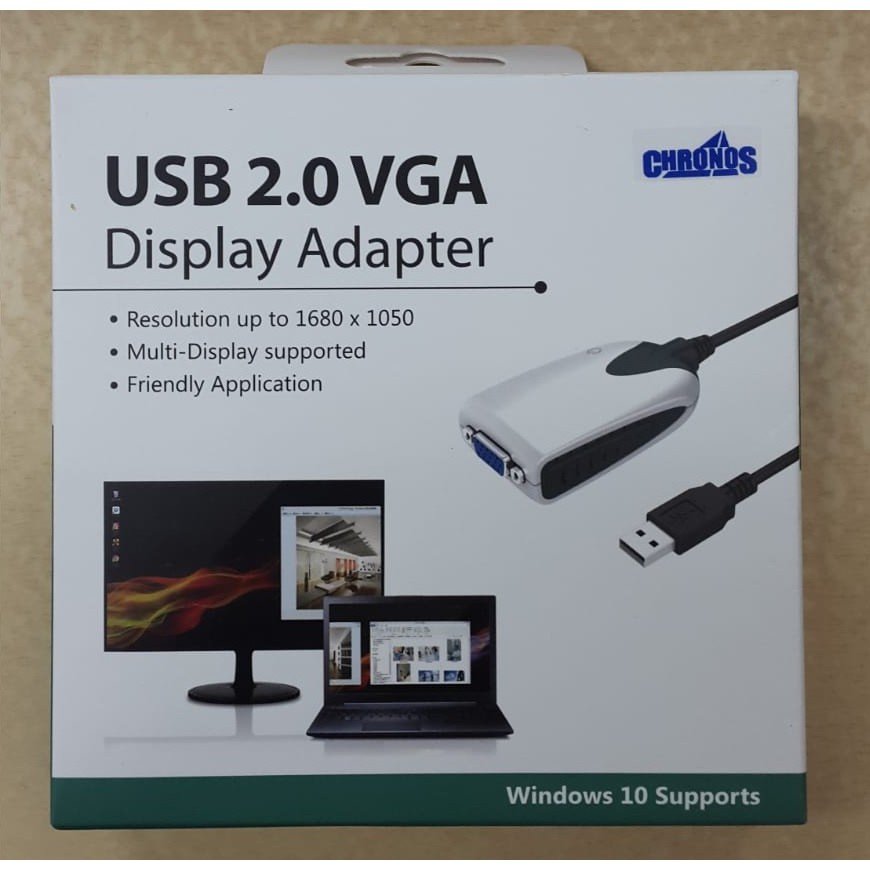 CHRONOS USB 2.0 TO VGA DISPLAY DSUB 15 EXTERNAL CARD ADAPTER Shopee