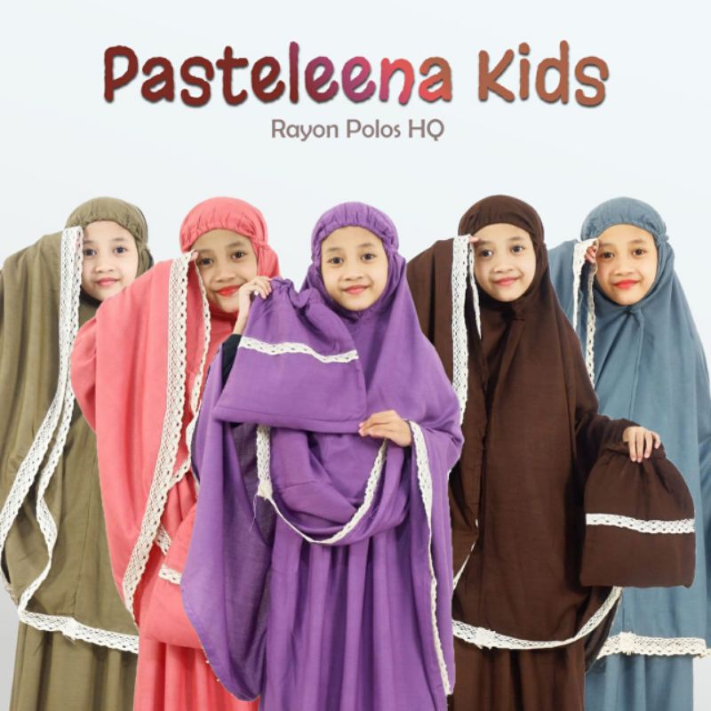 Mukena anak terbaru mukena pasteleena rayon premium motif polos