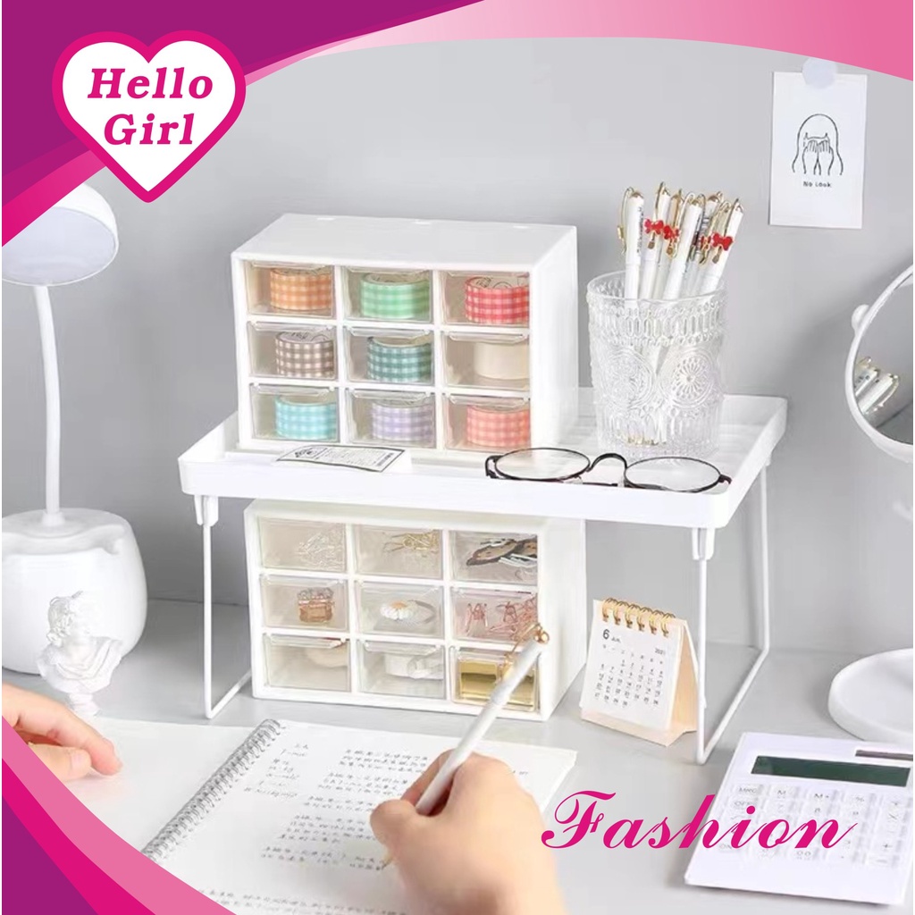 (Hello Girl) D17 Rak Laci Mini Kotak Mini Plastik Serbaguna Import