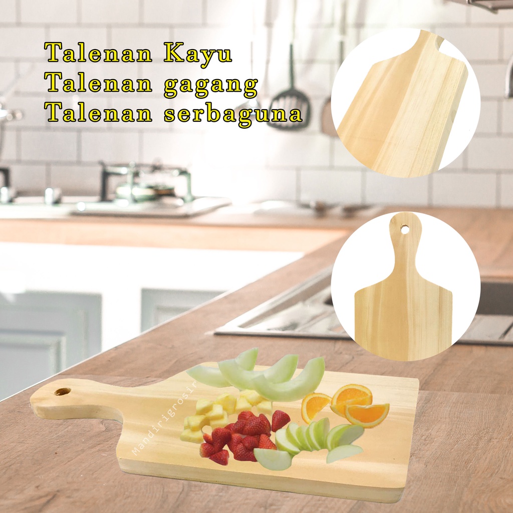 Talenan Kotak *Talenan Kayu Gagang * Alas Pemotong * Uk.35x18cm