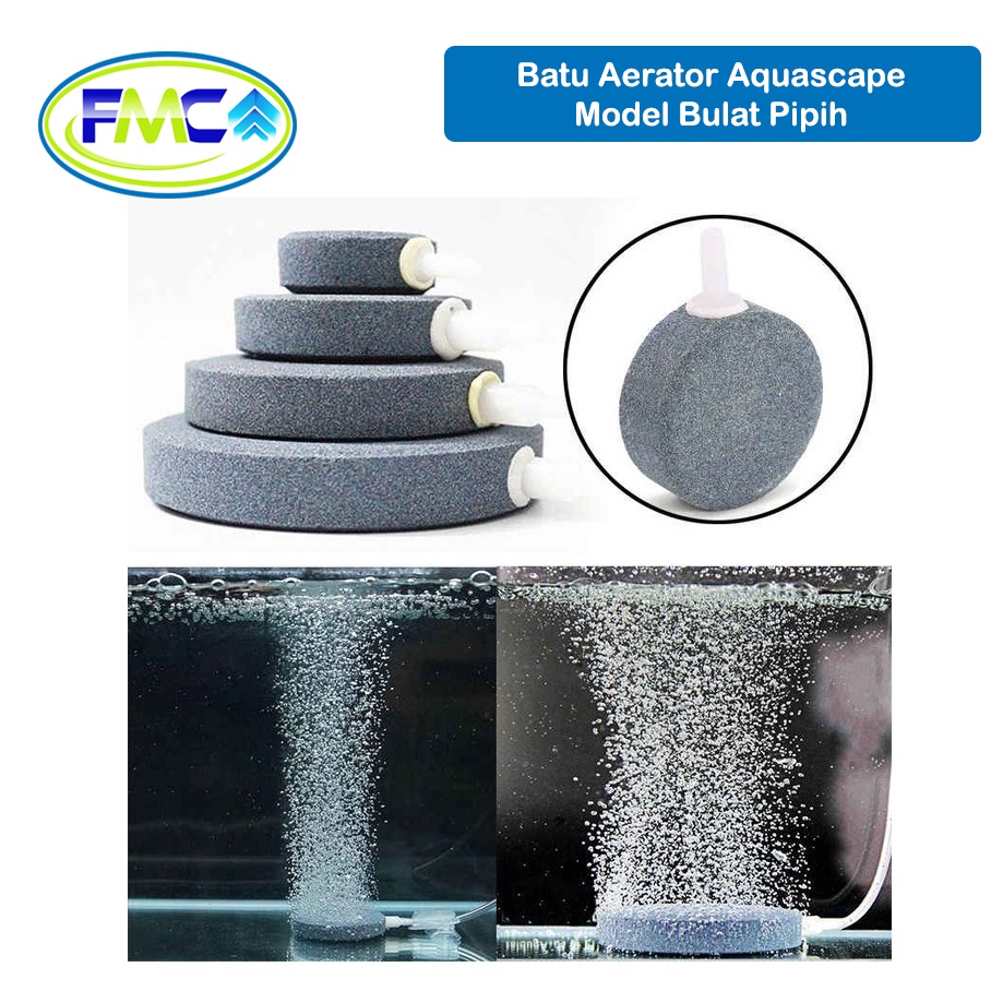 Batu Aerator Aquarium Model Bulat Pipih Besar Kecil Airator Stone Akuarium Aksesoris Aquascape Gelembung Udara Airpump