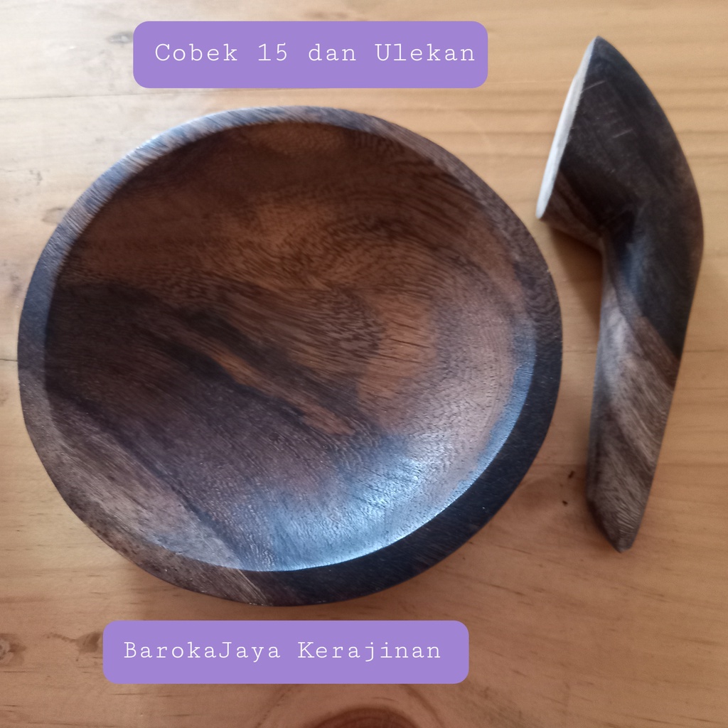Cobek 15 cm dan Ulekan Kayu