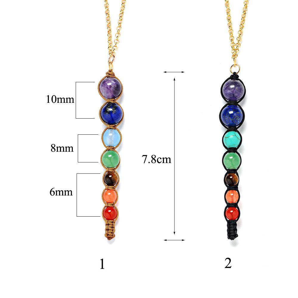 Kalung Manik-Manik Liontin Chakra Warna-Warni Untuk Wanita