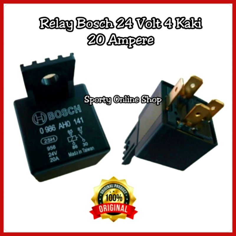 Relay Bosch 24 Volt 4 Kaki 20 Ampere Original