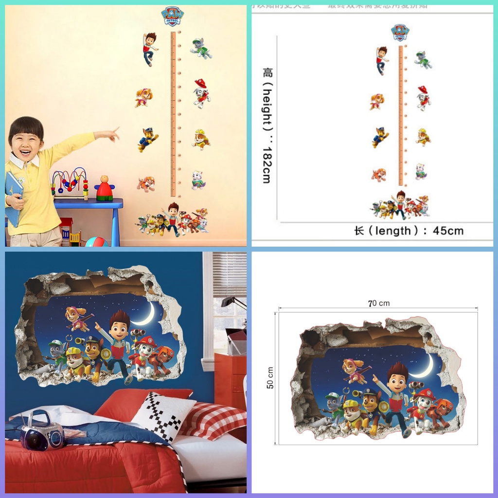 WALLSTICKER PAW PATROL UTB DOG POLISI POLICE POLIS STICKER SETIKER STIKER WALL STIKER KARAKTER KARTUN PENGUKUR TINGGI BADAN DEKORASI DINDING TEMBOK RUANG BELAJAR BERMAIN RUANG TIDUR KAMAR ANAK CEWEK COWOK PINTU LEMARI