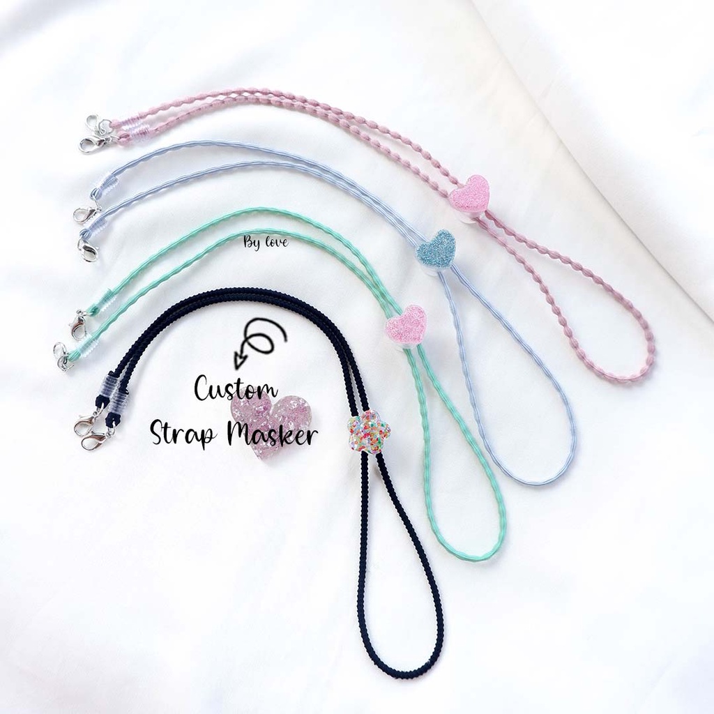 (PRE-ORDER) CUSTOM STRAP TALI MASKER/HIJAB/DEWASA ADJUSTABLE STOPPER WARNA WARNI BENTUK/HURUF