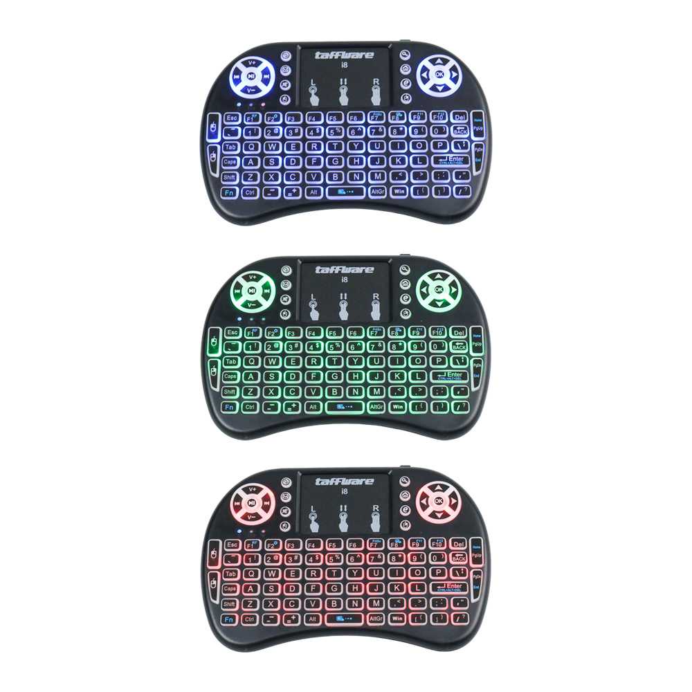 Taffware Air Mouse Wireless Mini Keyboard RGB 2.4GHz Touch Pad - I8 ( Al-Yusi )