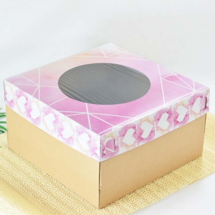 

Dus mika 22x22x7 / 22x22x12 love pink corrugated box kardus roti kotak kue tart cake