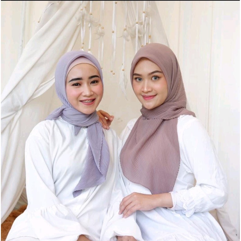 TERBARU!! Hijab Segiempat Plisket // Bella Plisket Lidi Premium Tanpa Garis Tengah 115*115