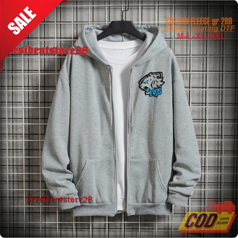 HOODIE ZIPPER EVOS PRIA WANITA / SWEATER HOODIE ZIPPER CEWEK COWOK / JAKET ZIPER PRIA WANITA / ZIPER