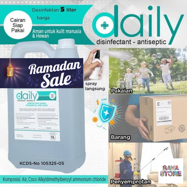 [PAKET LENGKAP] DAILY DESINFEKTAN REGULER 5 LITER + DAILY REGULER DISINFECTANT SPRAY 100ML ANTIVIRUS