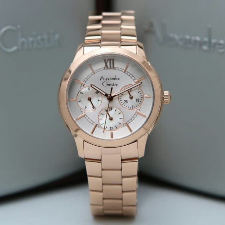 JAM TANGAN WANITA ALEXANDRE CHRISTIE AC 2815 / AC2815 ROSEGOLD WHITE ORIGINAL
