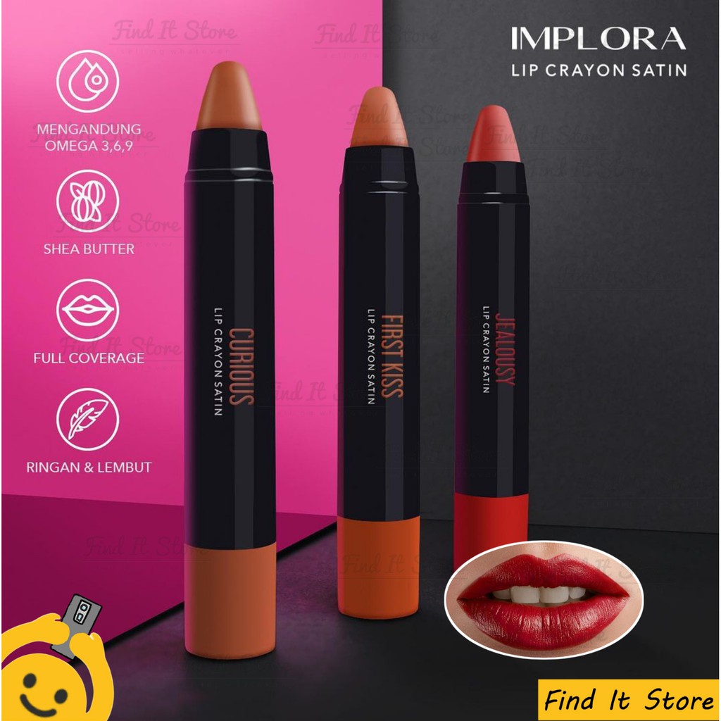 Implora Lip Crayon Satin | Lipstick | LipCrayon LipCream Satin | BPOM