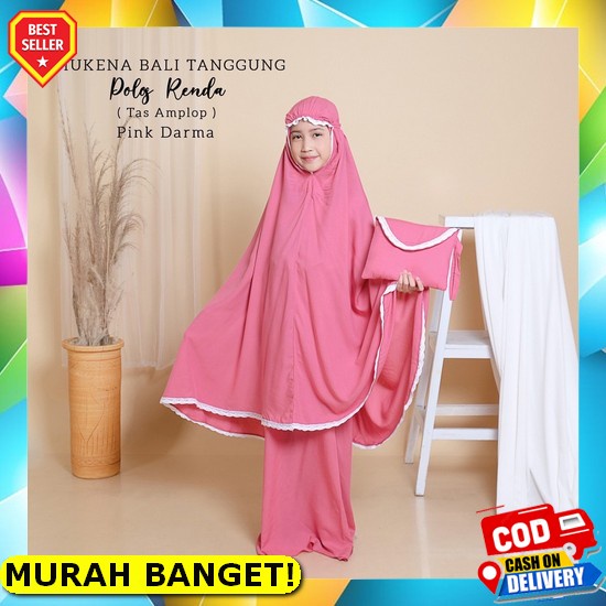 Vien. Id - Mukena Anak Usia 5 6 7 8 9 Tahun Terbaru Lucu Adem Katun Warna Ungu Lilac Putih Polos / M
