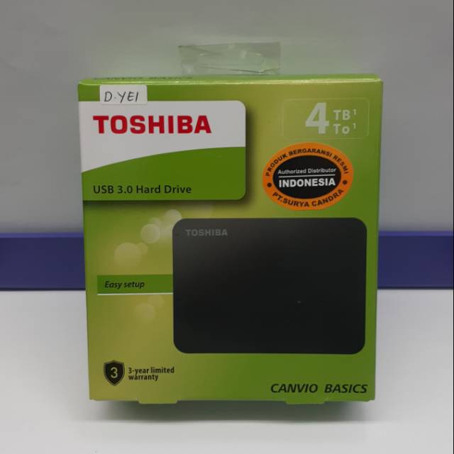 Hardisk External TOSHIBA 4TB Canvio Basic ORIGINAL GARANSI RESMI