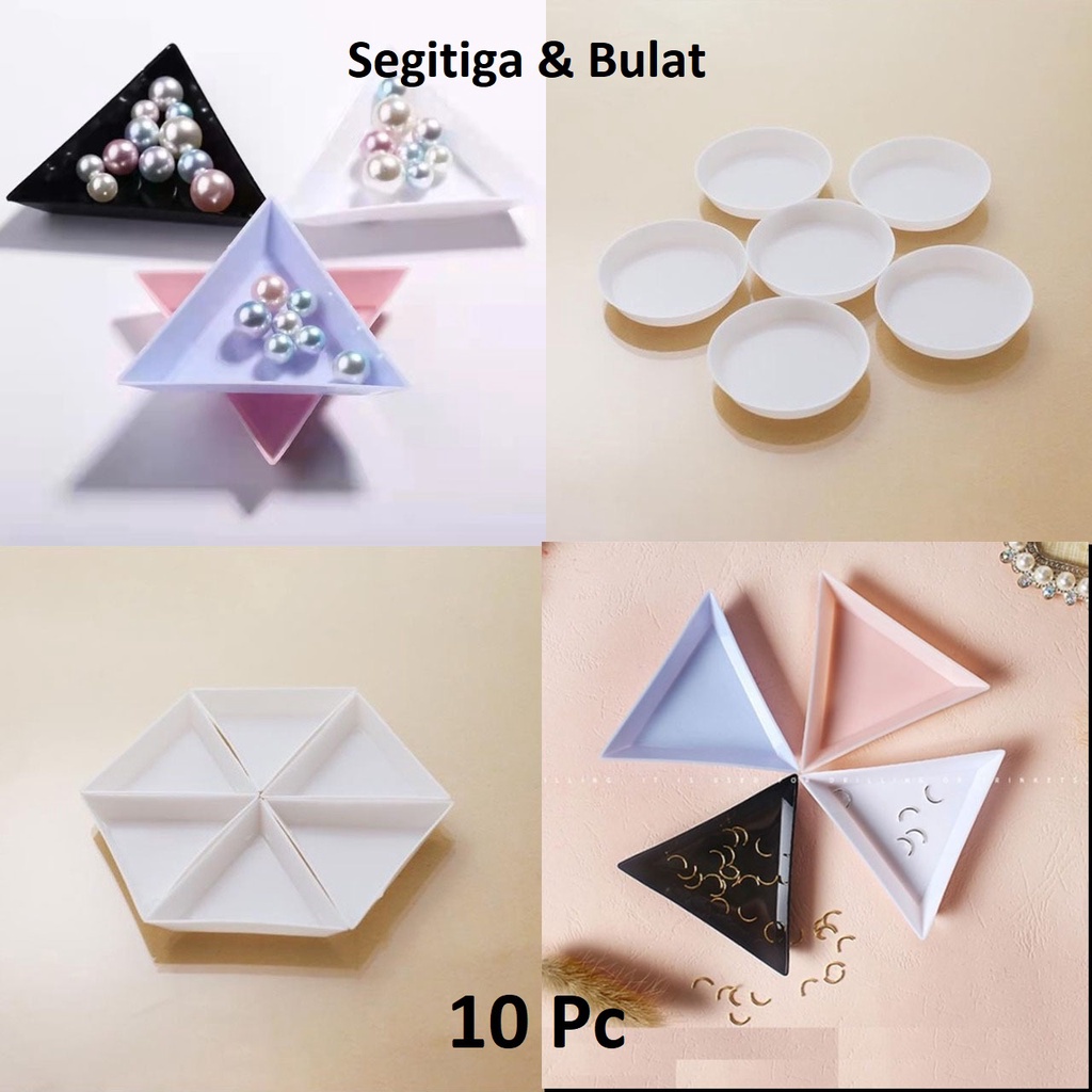 Wadah Tempat Manik Manik Bentuk Bulat dan Segitiga Harga/10Pc