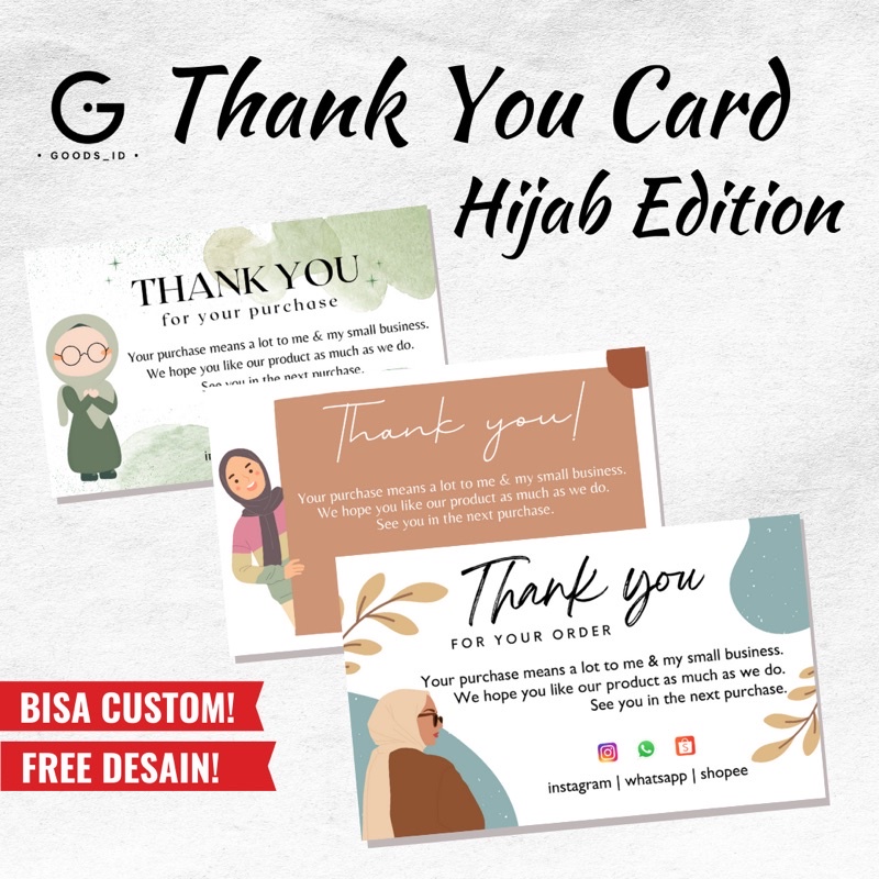 Thank You Card/Kartu Ucapan/Kartu Nama/Hijab/Hampers/Gift Card/Gretting Card