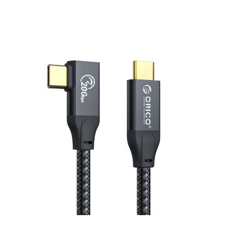 Type c thunderbolt to usb-c 3.2 L-shape cable orico 200cm 2 meter 2m gold sync charge 20Gbps 4k 60hz pd 100w 5A bi-direct cl32-20