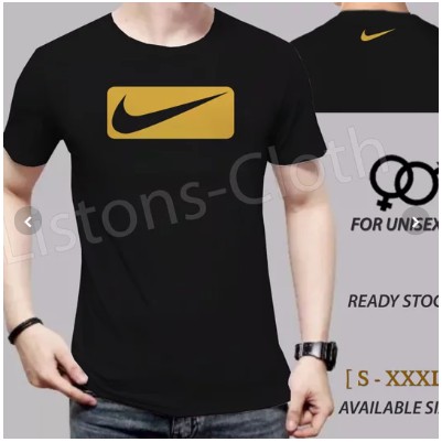 kaos distro nike logo hitam sablon gold baju sport tshirt branded tomyliston