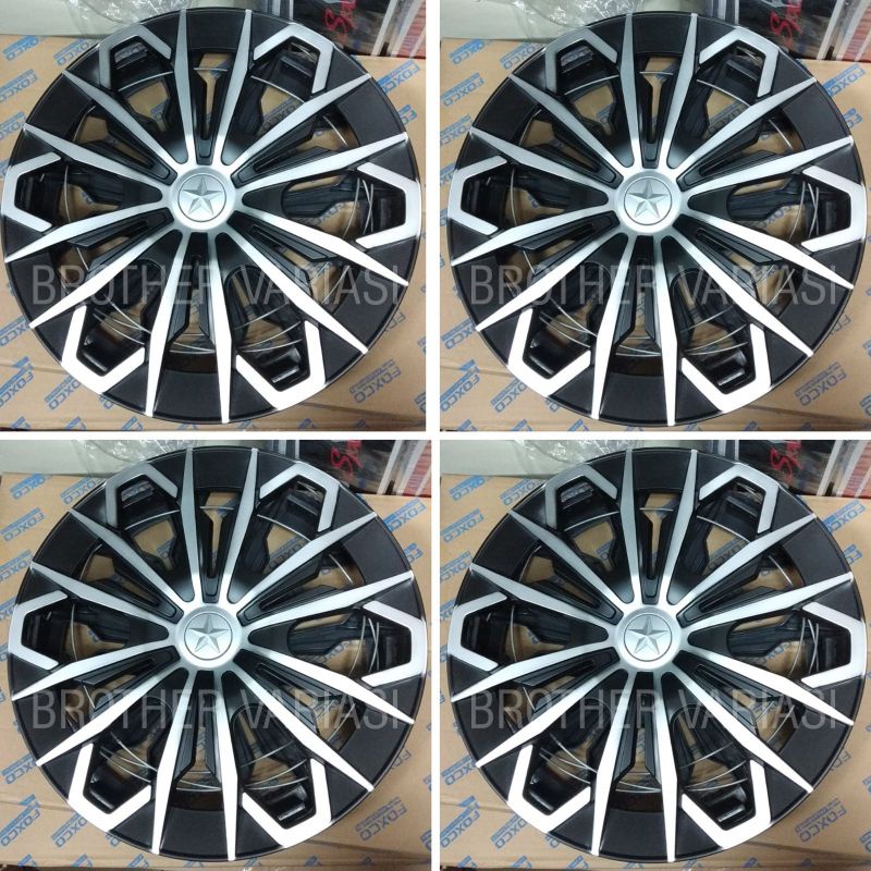 Dop Velg Tutup Velg Mobil Universal Ring 14 Inch Hitam Chrome