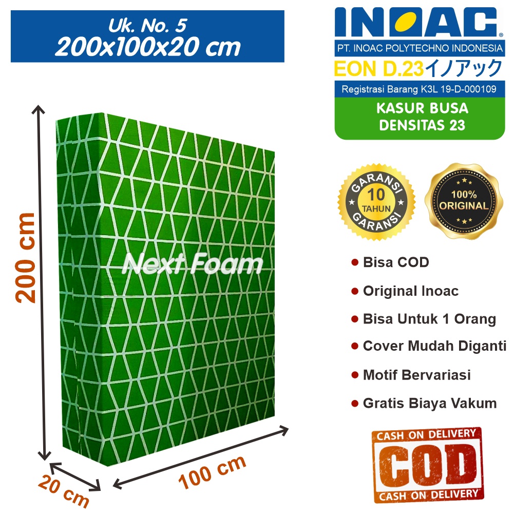 Kasur Busa Inoac Ukuran No 5 200x100x20 cm Tebal 20 cm EON D23 ORIGINAL INOAC Garansi 10 Tahun Asli