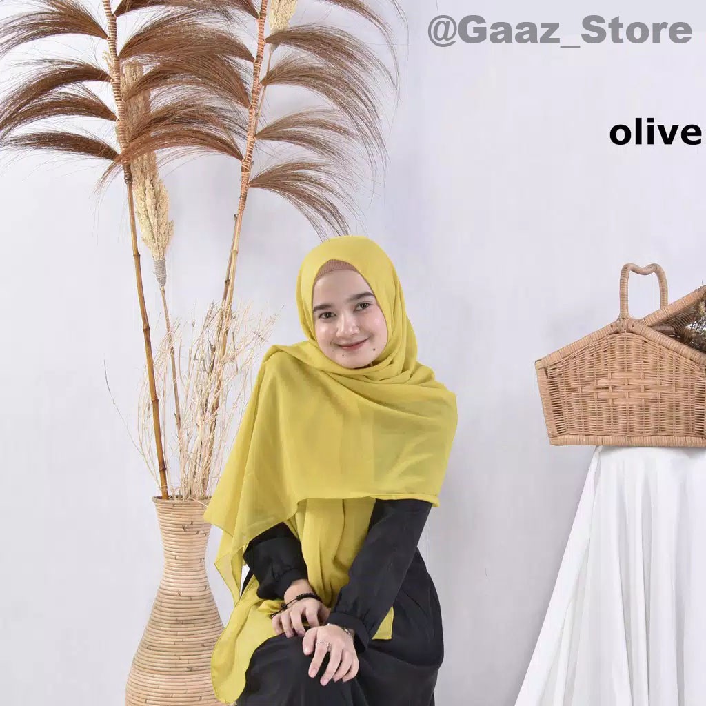 BELLA PASHMINA POLOS BAHAN POLYCOTTON HIJAB KERUDUNG JILBAB MURAH PREMIUM 75x180cm-Olive