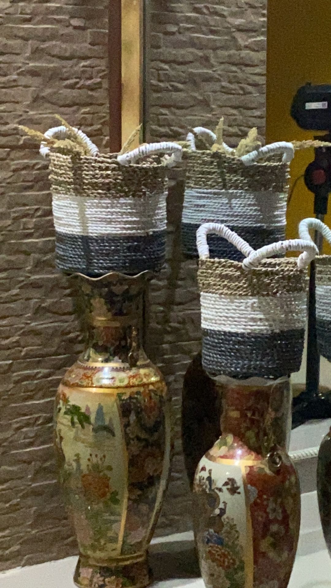 Set Isi 3 Keranjang Meja Anyaman Seagarass Grey