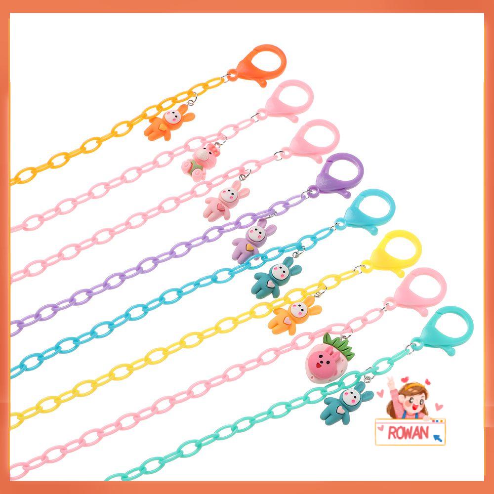 ROW Children Face Cover Chain Fashion Anti-lost Neck Strap Cartoon Rabbit Lanyard Multicolor Adults Acrylic Chain Face Cover Cord Holders