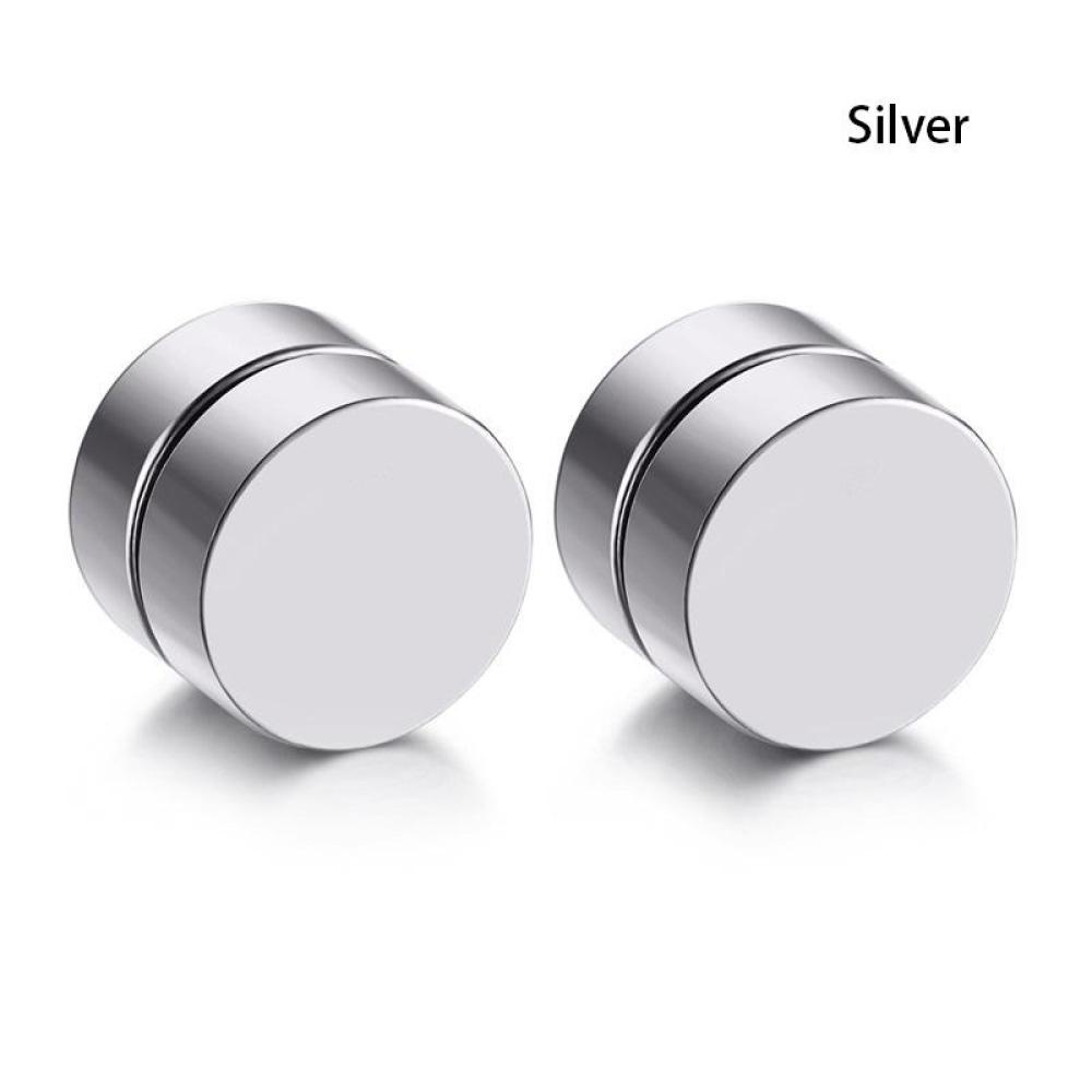 Timekey 1 Pasang Anting Klip On Magnetik Bahan Stainless Steel Ukuran 8MM Untuk Pria A6K5