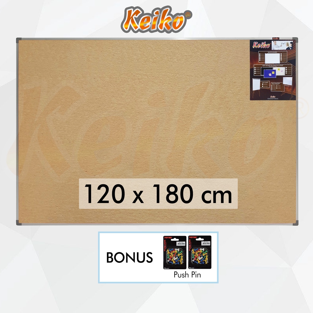 Softboard / Pin Board / Cork Board / Papan Pengumuman / Mading Gantung Polos Keiko 120 x 180 cm