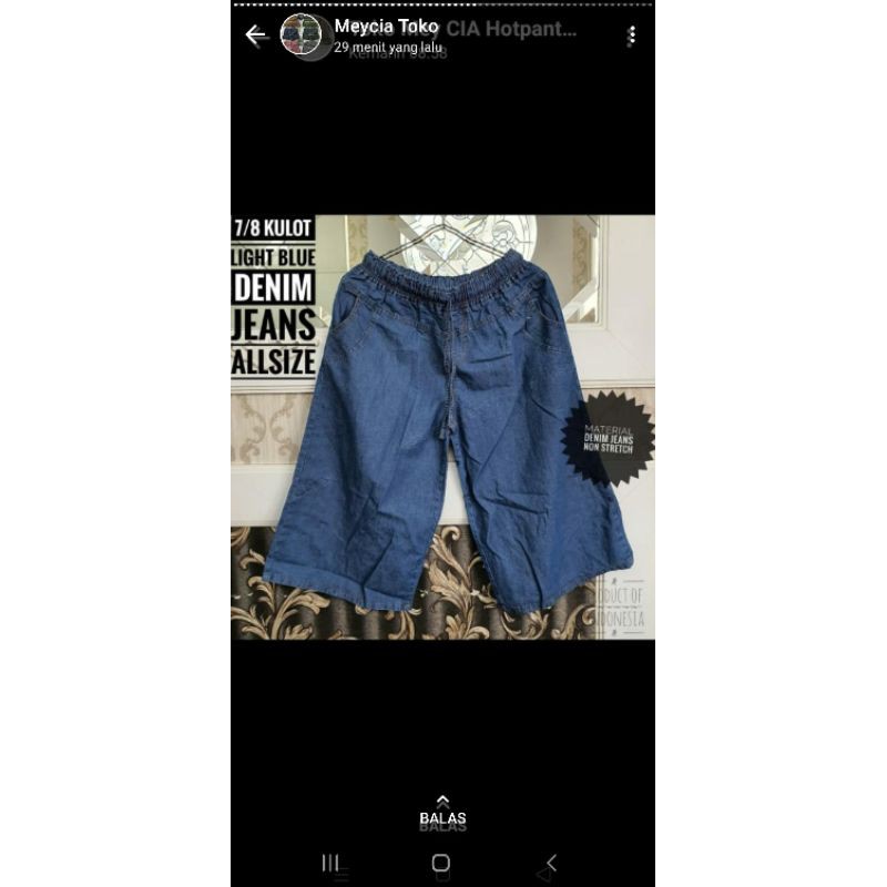 7/8 kulot jeans wanita/ celana pendek wanita