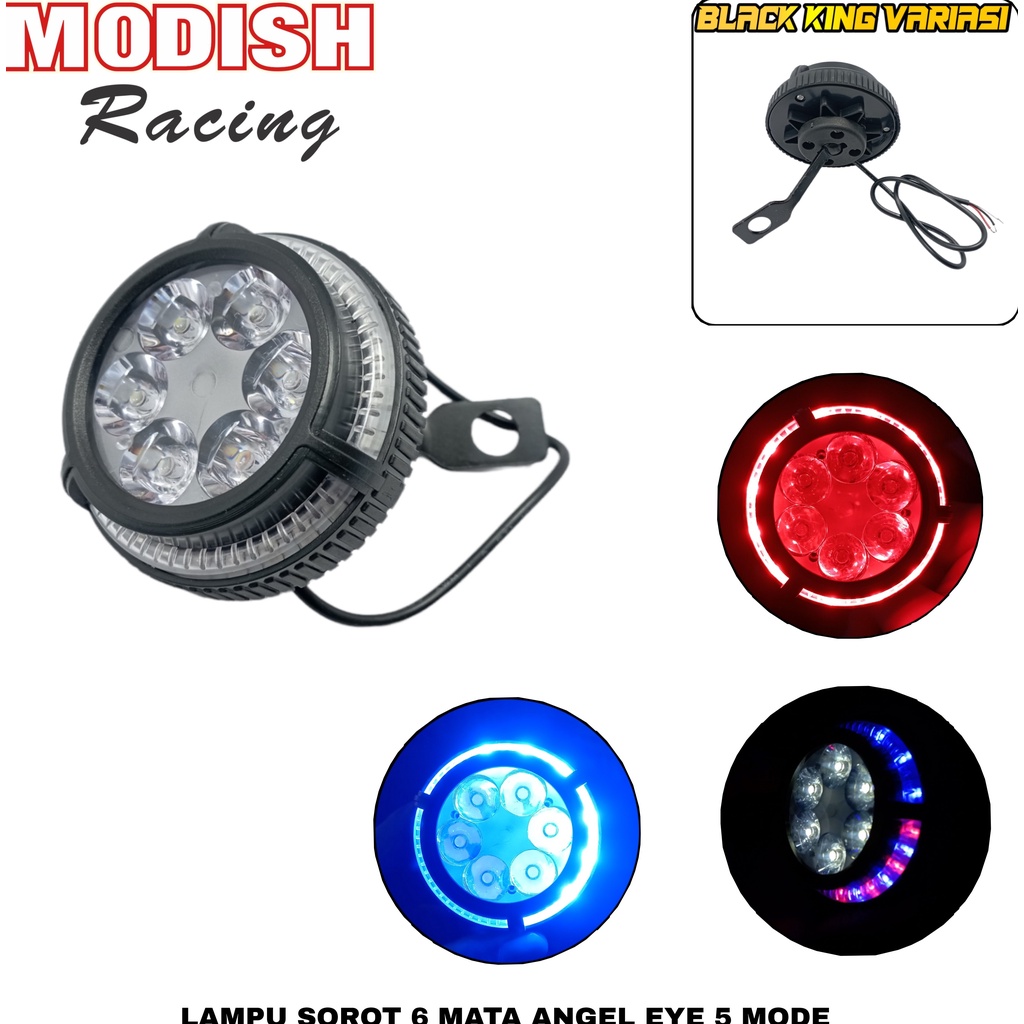 lampu tembak sorot led brecket spion 6mata dengan angel aye 5 mode