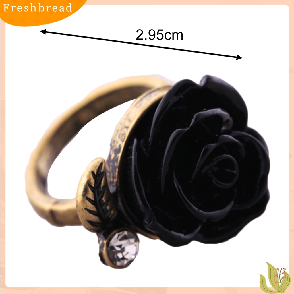 [TERLARIS]Ring Rose Leaf Elegant Vintage Women Rhinestone Ring for Dating