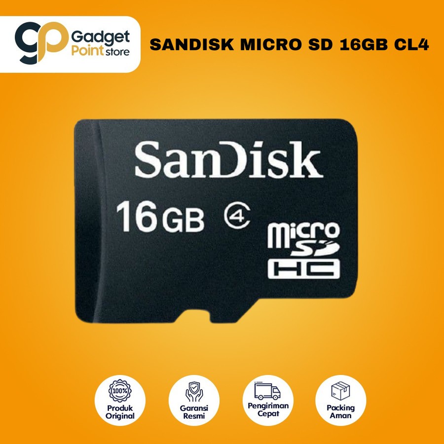 Memory HP 16 GB | Sandisk Micro SD CL4 16GB Memory Card - Original Garansi Resmi