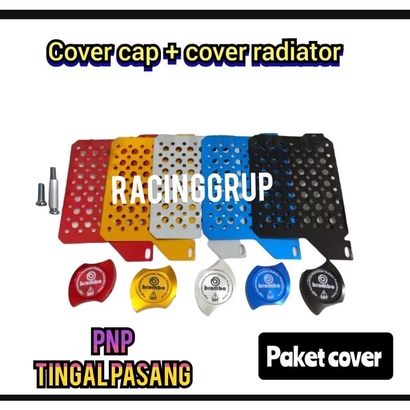 TERMURAH TUTUP COVER RADIATOR + CAP TUTUP RADIATOR NMAX LEXI AEROX ALUMINIUM PLUS BAUT BOSHING COVER RADIATOR MOTOR YAMAHA-PNP