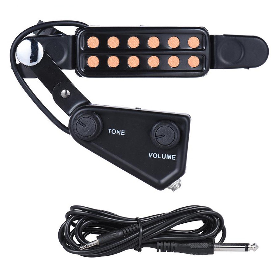 kup Gitar Akustik 12 Hole dengan Tone Volume Control - Black