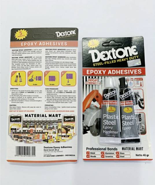 Lem Dextone 5 Menit ASLI | Lem Besi | Lem Epoxy | Lem Kaca | Lem Kayu | Material Mart