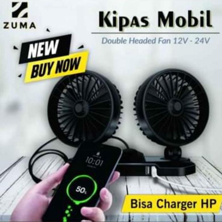 Kipas Angin Mobil/Truck Bisa Untuk Charger Hp 12 & 24 Volt