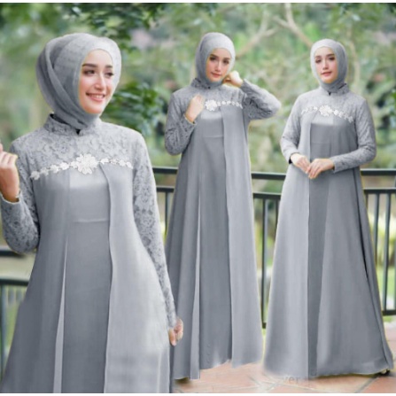 Real pict gamis siti coll / gamis brokat tulle / free masker / gamis modern / gamis lebaran / gamis 