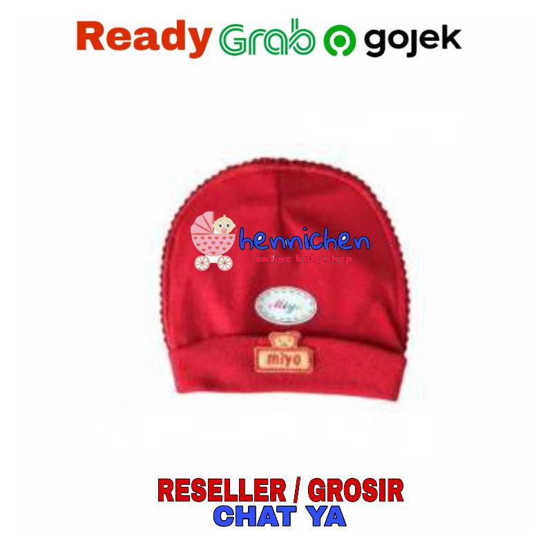 MIYO 1 Pcs Topi Bulat Bayi/Baby Warna Merah Newborn (0-3 Bulan)
