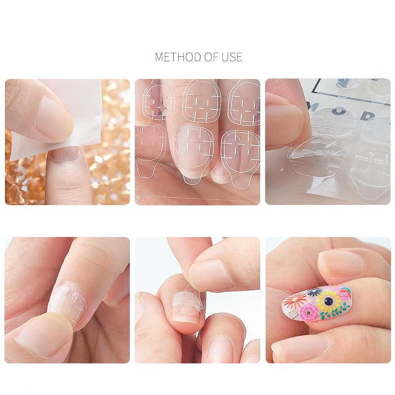 [ILOVEDIY] 24 Pcs / Lembar Stiker Tape Perekat Kuku Ganda Transparan Untuk Alat Manicure Nail Art Profesional