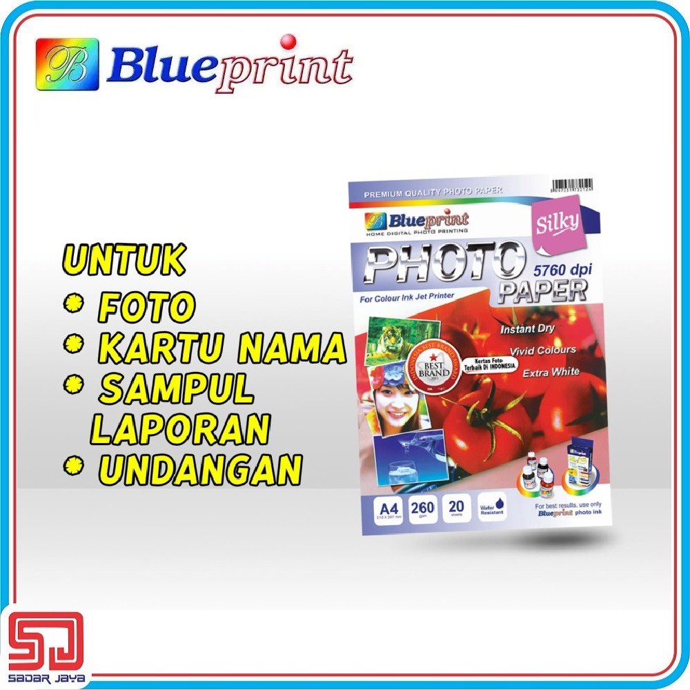 Blueprint Silky Photo Paper A4 260 gsm 20 lembar Kertas Foto Doff Matte Tebal