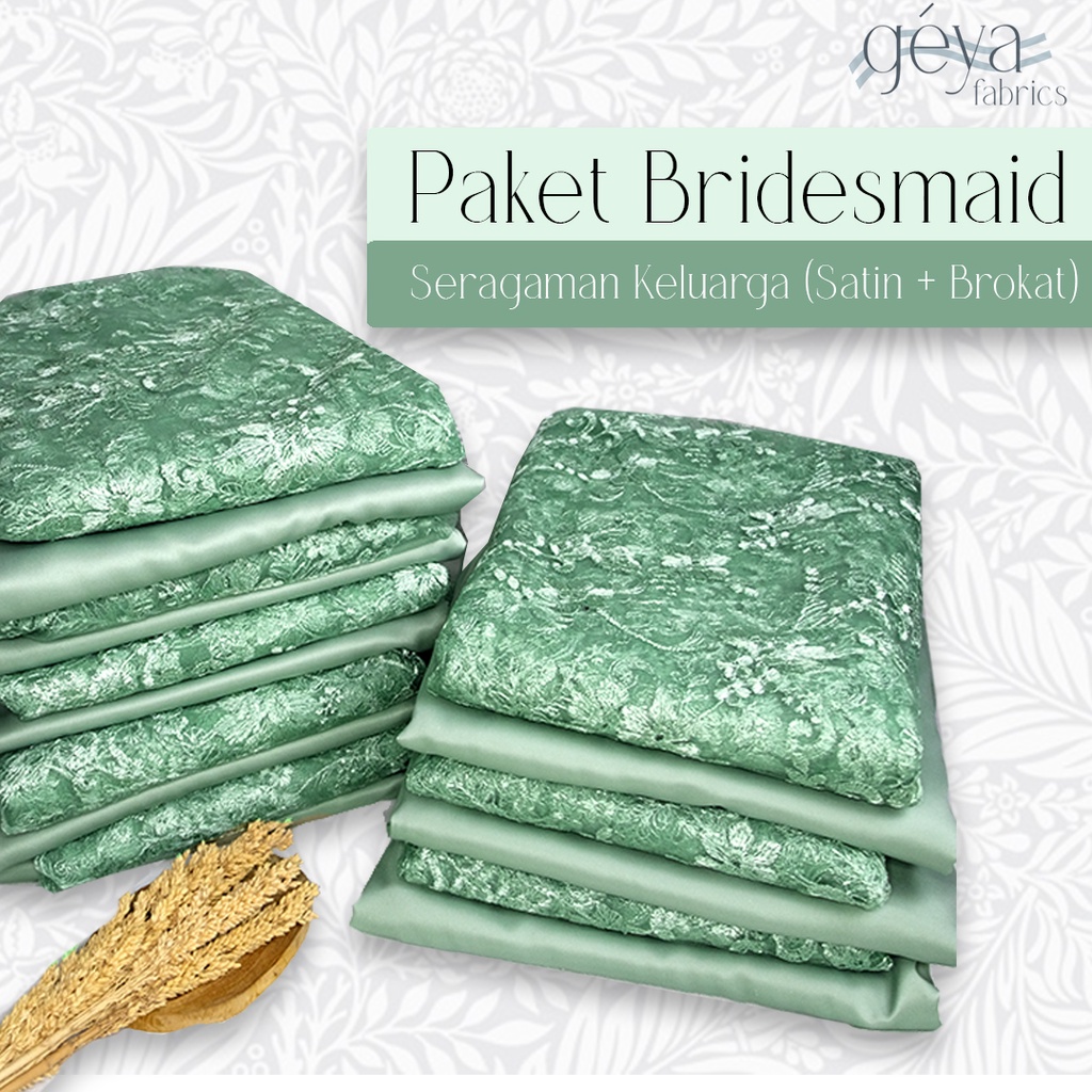 Paket Kain Bridesmaid Seragaman Premium Lamaran Keluarga Lengkap Satin Kebaya Brokat Warna Mint