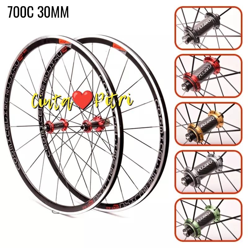 WHEELSRT RUJIXU 700C ORIGINAL RIMS 30MM 3CM HUB CARBON LONCER JANGKRIK VELG SEPEDA ROADBIKE NOT COSM