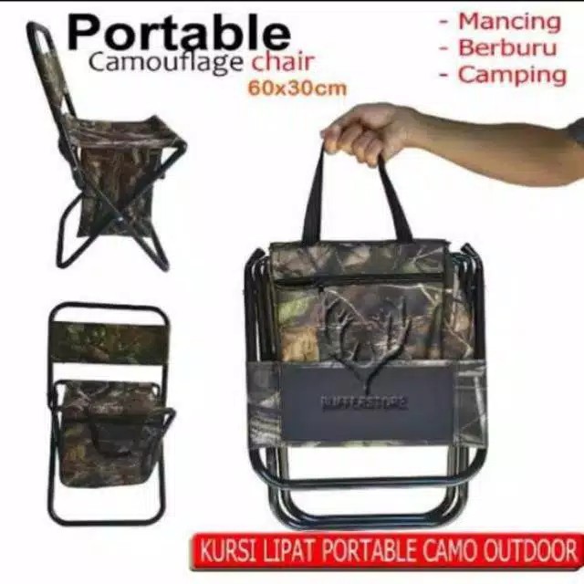 Kursi lipat loreng - kursi portabel outdoor - kursi pantai - kursi santai - kursi pancing