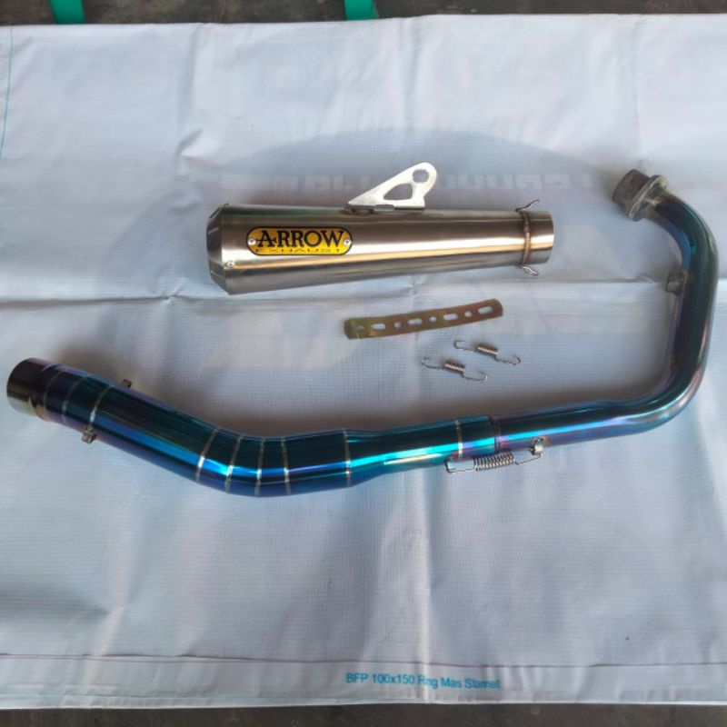 Knalpot Racing Arrow Gsx R15 v2 v3 CBR 150R Cb 150R Vixion Satria Fu MX king Sonic Header Bluemoon-6