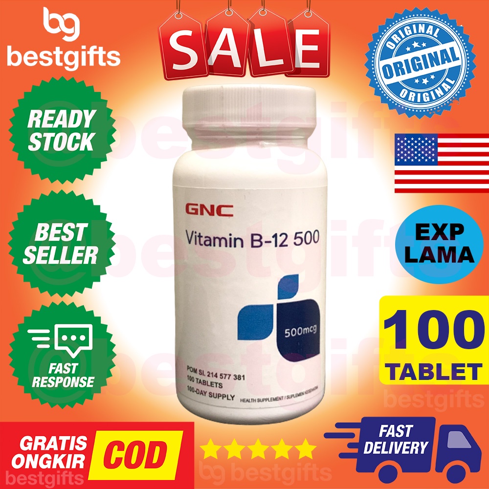 GNC VITAMIN B12 VIT B 12 COMPLEX KOMPLEKS 500 MG PEMBENTUKAN SEL DARAH MERAH FUNGSI SARAF ANEMIA 100 TABLET
